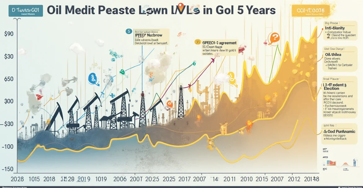График динамики цен на нефть и золото за последние 5 лет с ключевыми событиями.