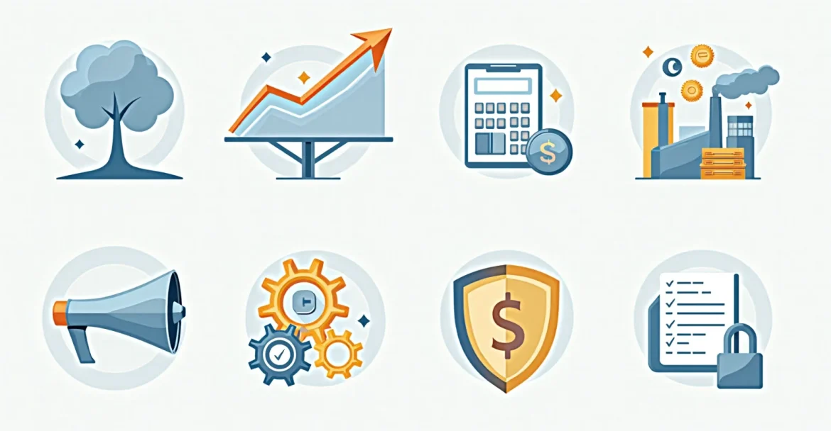 Иконки символизирующие элементы бизнес плана